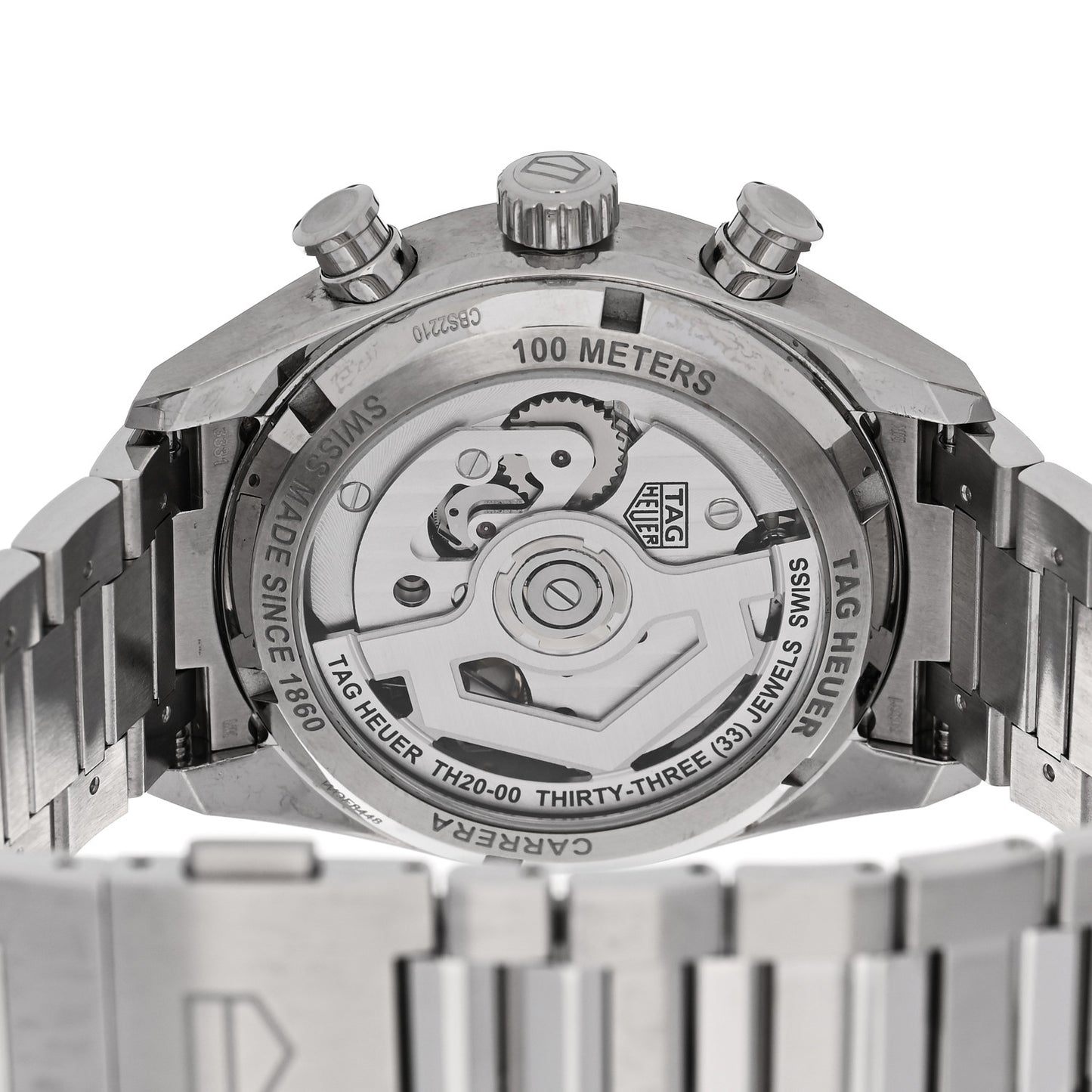 Stainless Steel 39mm Carrera Glass Box Chronograph Automatic Watch Black
