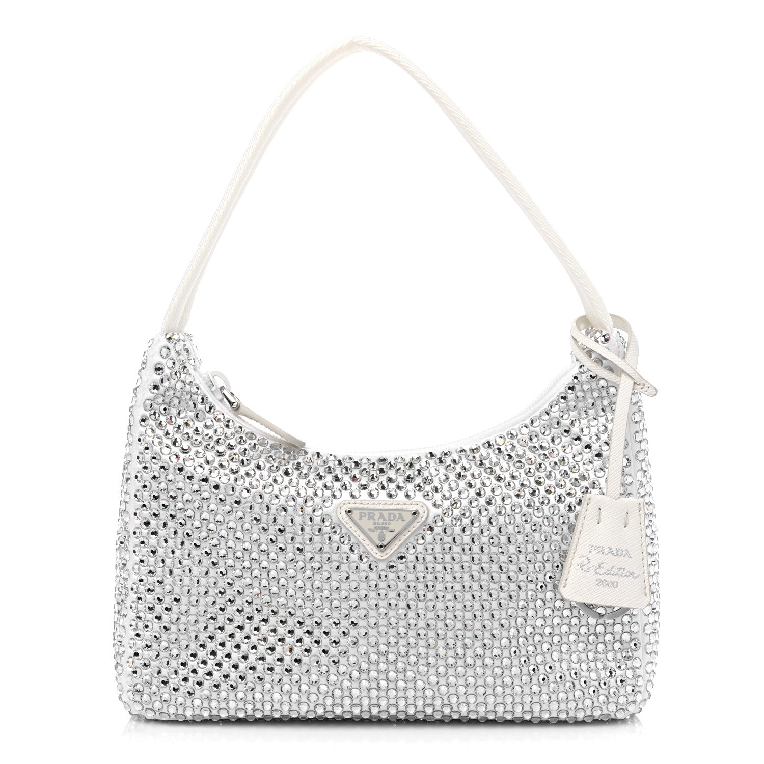 Prada Satin Crystal Mini Re-Edition 2000 Bag White 1 of 8