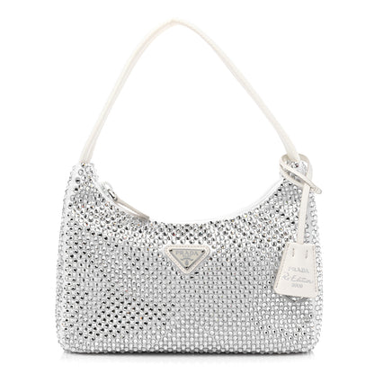 Prada Satin Crystal Mini Re-Edition 2000 Bag White 1 of 8