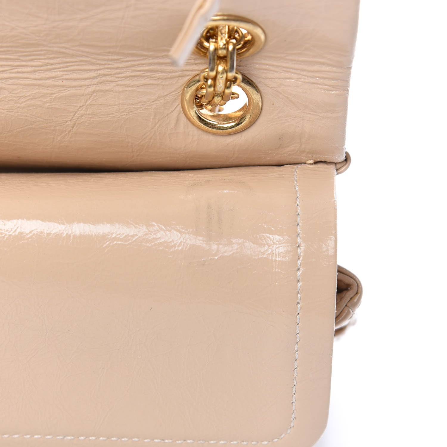 Chanel Patent Distressed Calfskin Quilted 2.55 Reissue 225 Flap Beige 11 of 13