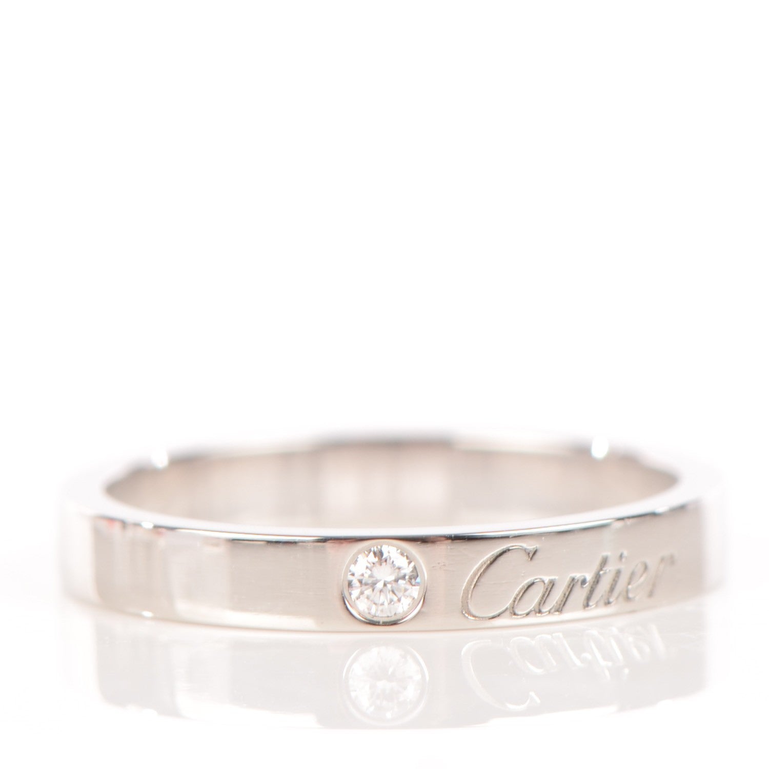 Cartier Platinum Diamond 3mm C De Wedding Band Ring 54 6.75 3 of 5