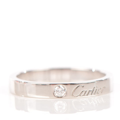 Cartier Platinum Diamond 3mm C De Wedding Band Ring 54 6.75 3 of 5