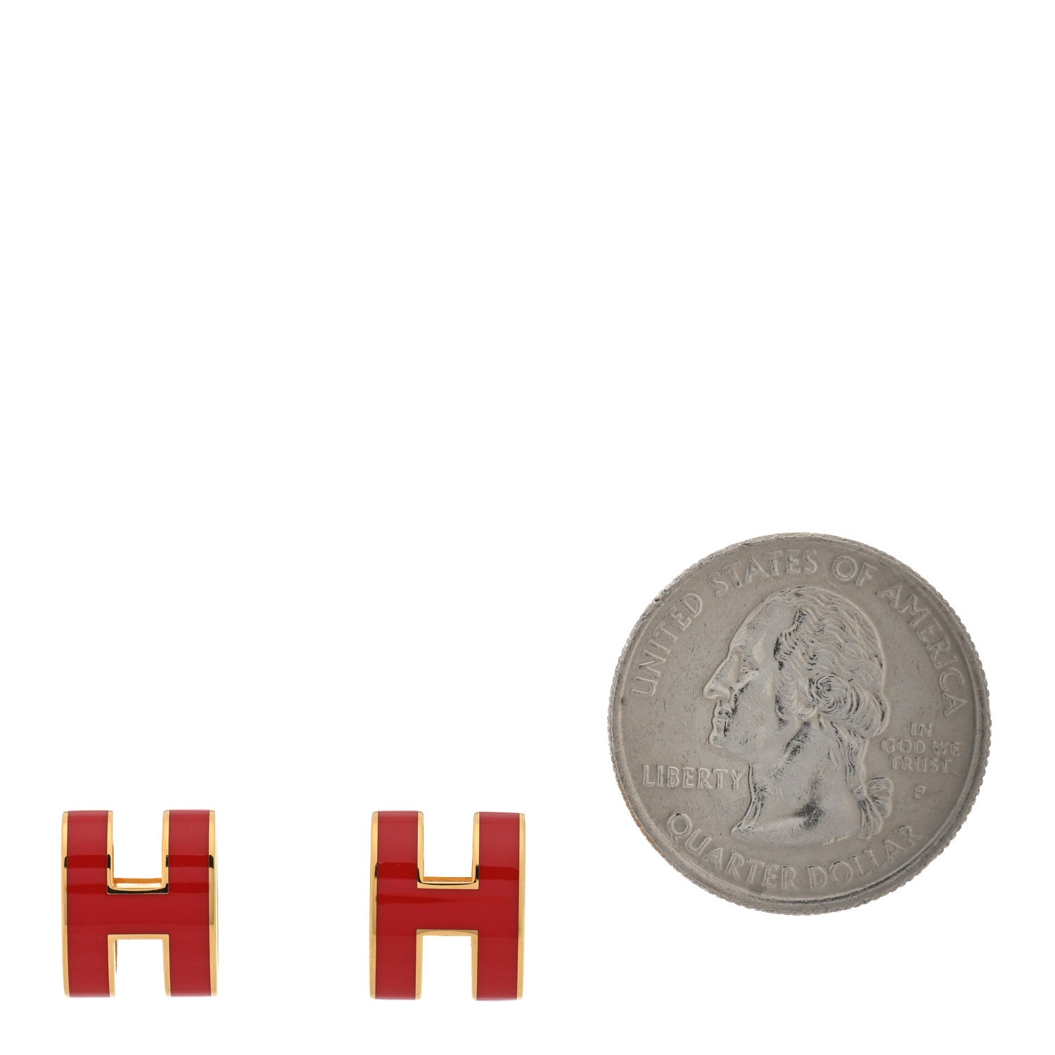 Hermes Gold Lacquered Pop H Earrings Rouge Vif 2 of 5