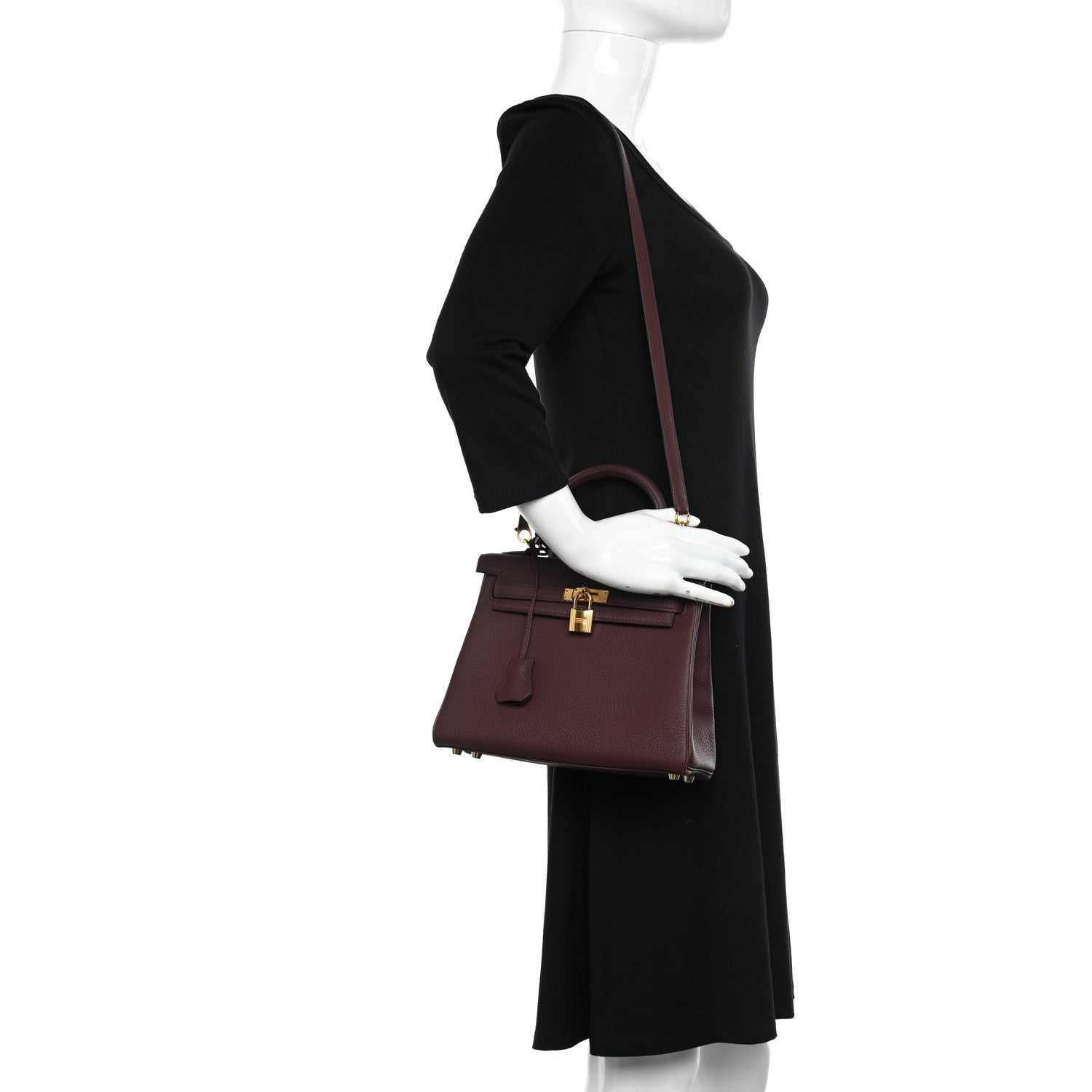 Hermes Togo Kelly Retourne 25 Bordeaux 2 of 10