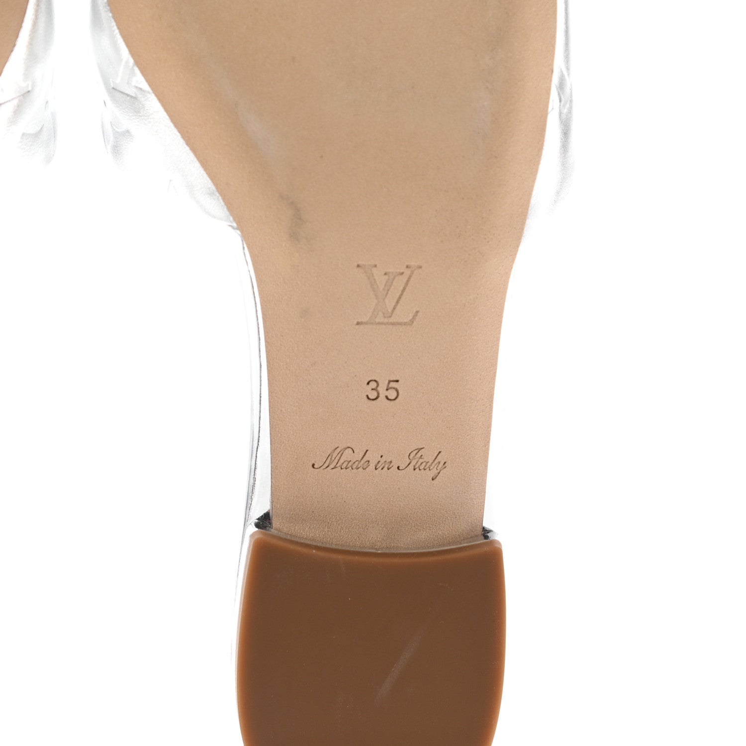 Louis Vuitton Metallic Lambskin Embossed Monogram Revival Flat Mules 35 Silver 6 of 16