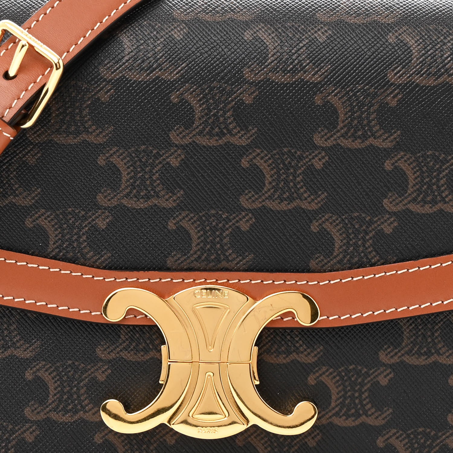 Celine Calfskin Triomphe Canvas Teen Triomphe Bag Tan 9 of 17
