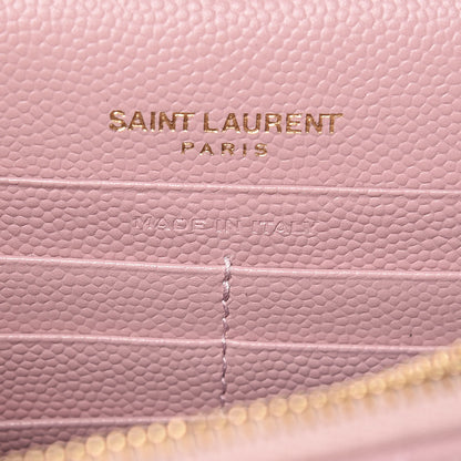 Saint Laurent Grain De Poudre Matelasse Chevron Monogram Envelope Chain Wallet Tender Pink 7 of 11