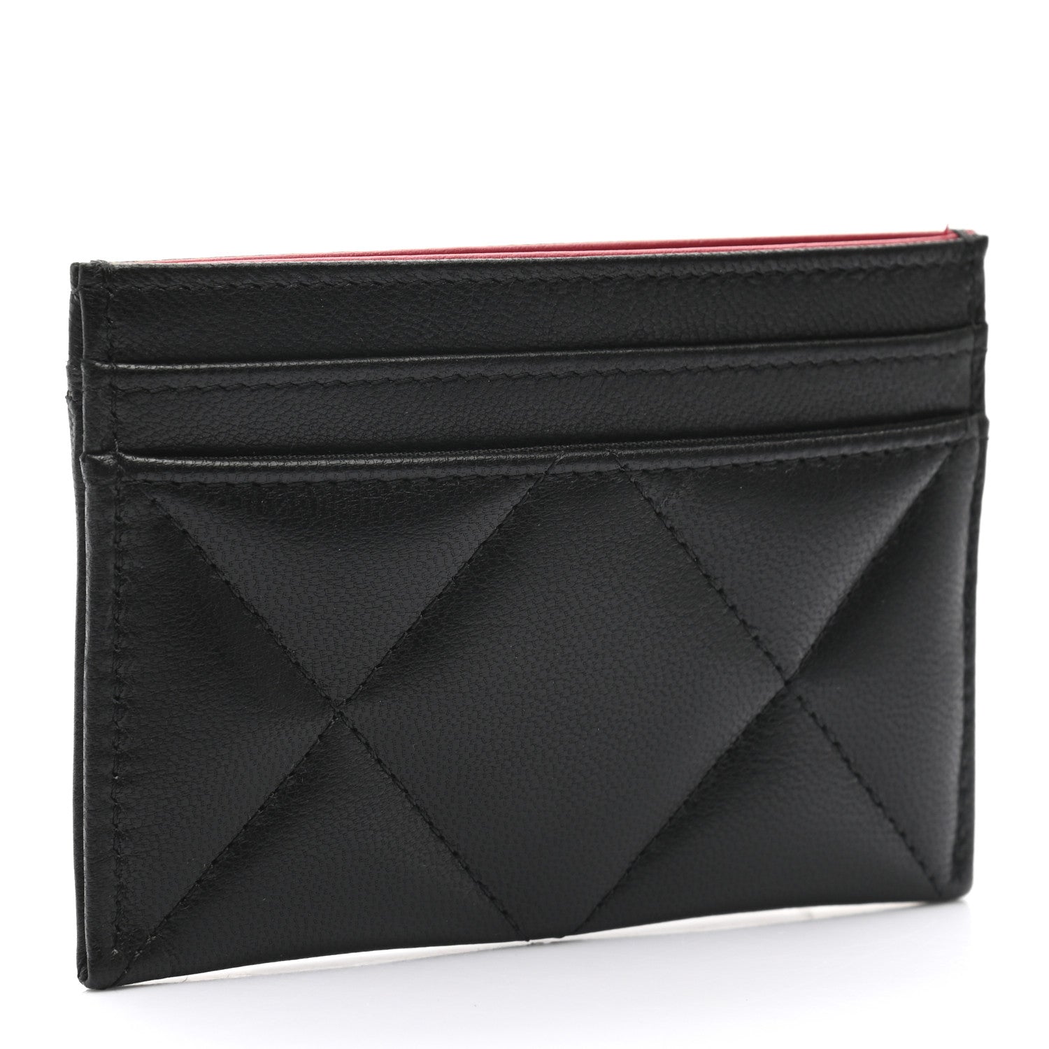 Chanel Shiny Goatskin Quilted Chanel 19 Card Holder Black 2 of 7