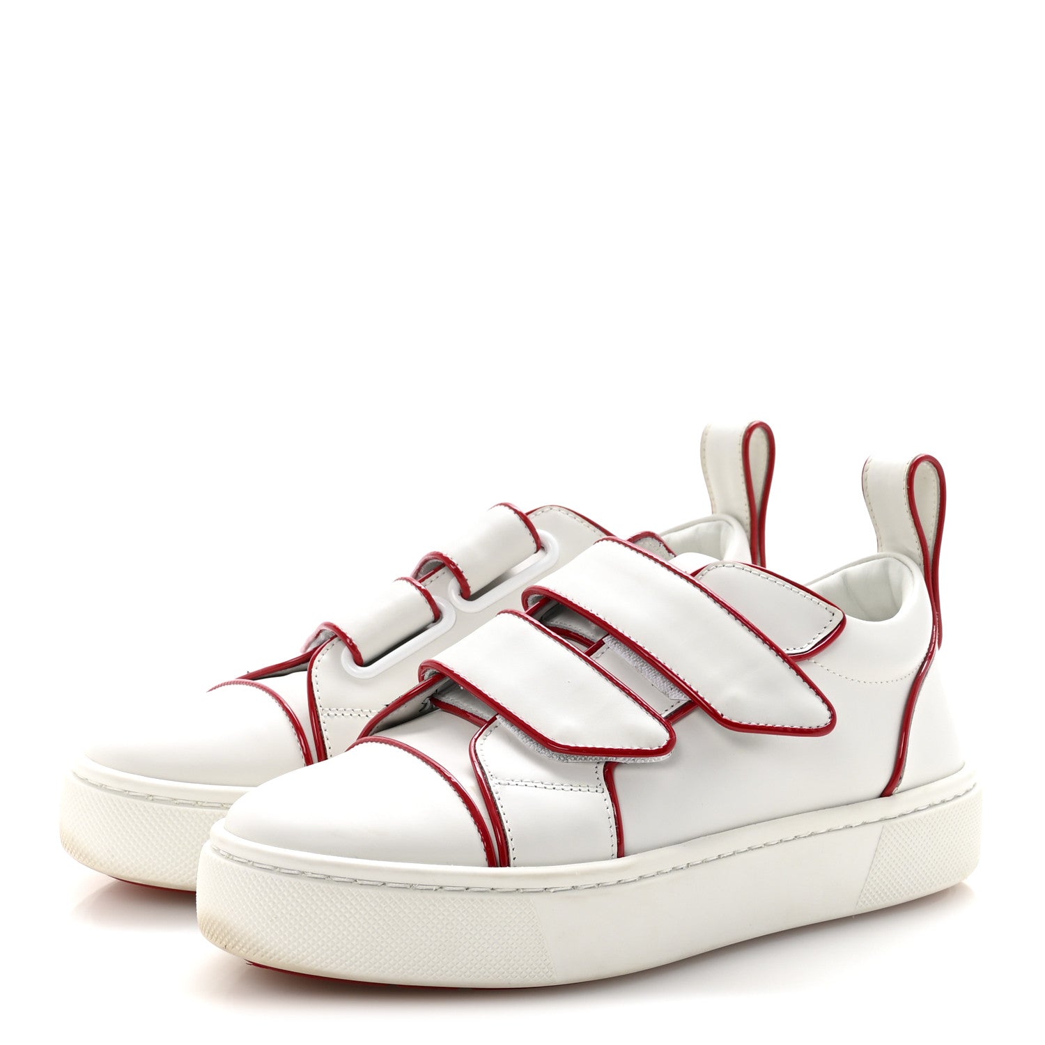 Christian Louboutin Calfskin Maxi Toyototoy Flat Sneakers 35.5 White Red 4 of 8