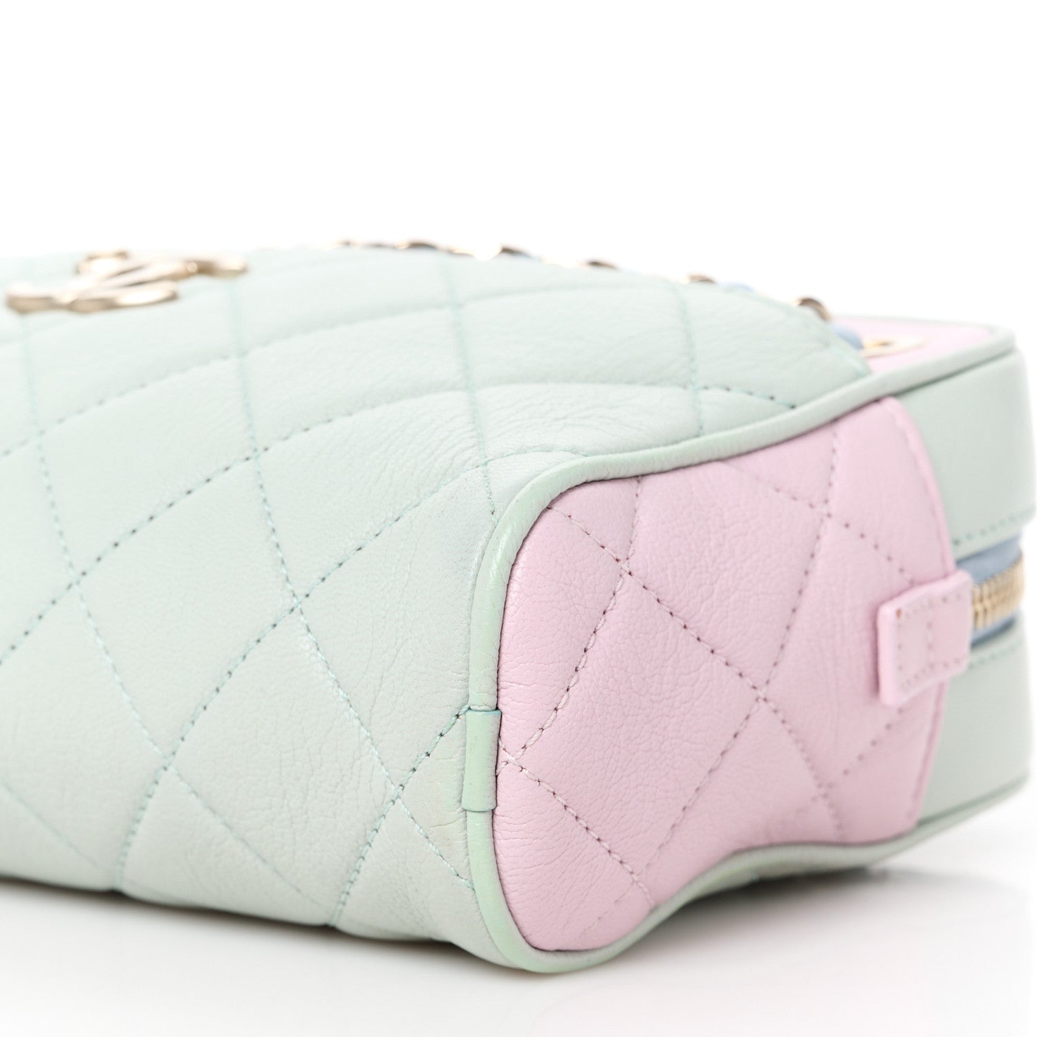 Chanel Goatskin Quilted Tri-Color Small In & Out Camera Case Green Blue Pink 12 of 12