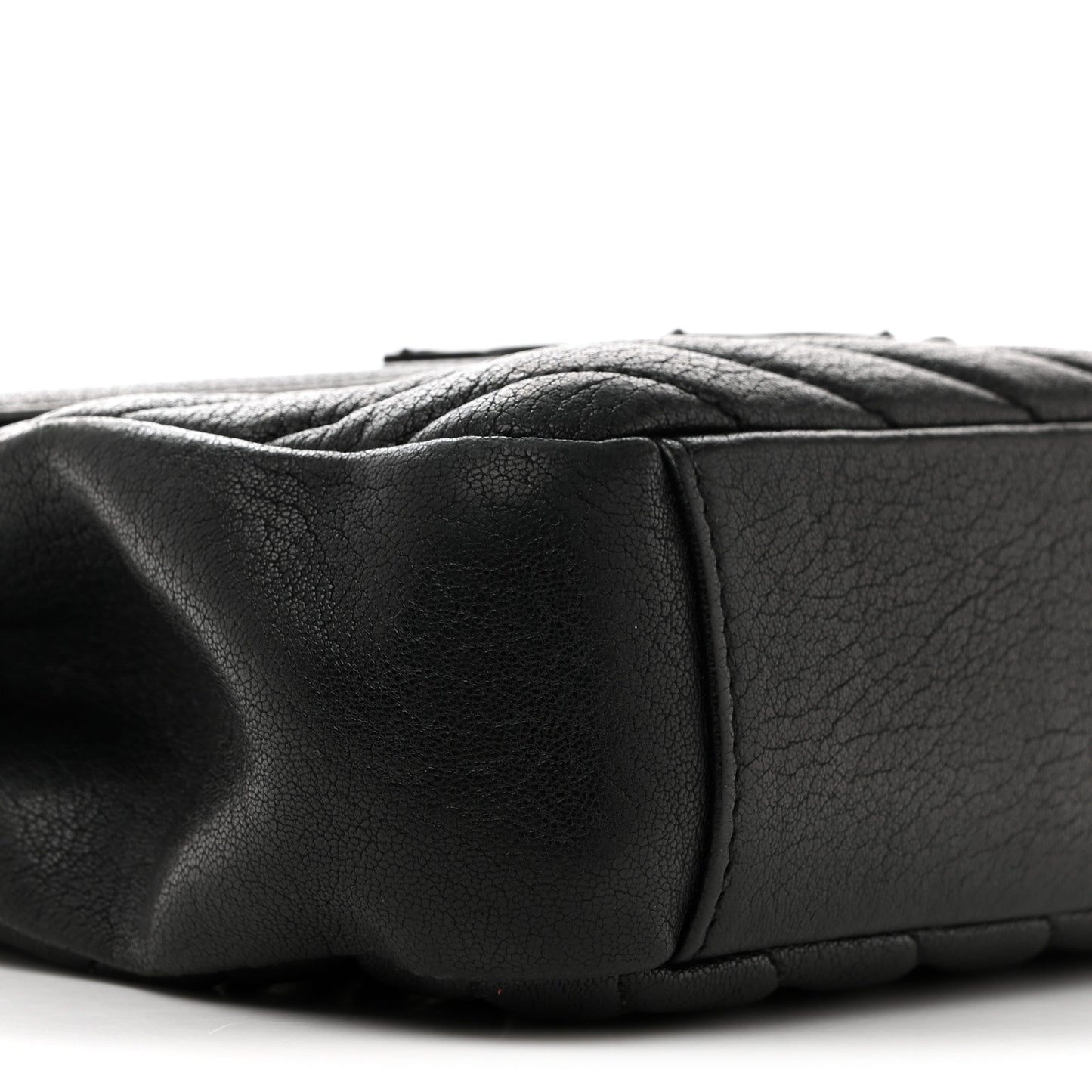 Sheepskin Matelasse Chevron Monogram Monochrome Medium College Bag Black