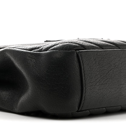 Saint Laurent Sheepskin Matelasse Chevron Monogram Monochrome Medium College Bag Black 9 of 17
