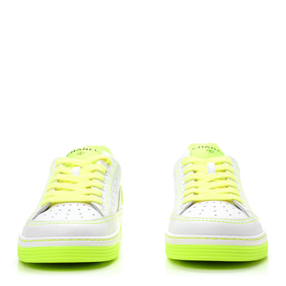 Chanel Calfskin Womens Logo Sneakers 36.5 White Yellow 2 of 9