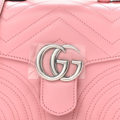 Gucci Calfskin Matelasse Mini GG Marmont Top Handle Shoulder Bag Wild Rose 8 of 10