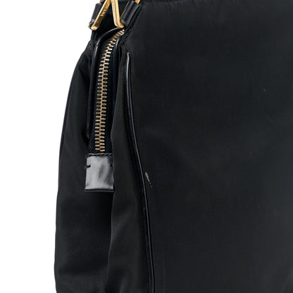 Prada Tessuto Nylon Soft Calfskin Shoulder Bag Black 11 of 11