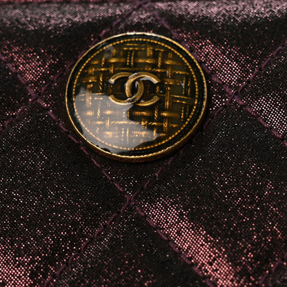 Chanel Iridescent Calfskin Quilted Tartan Button Yen Wallet Burgundy 10 of 12