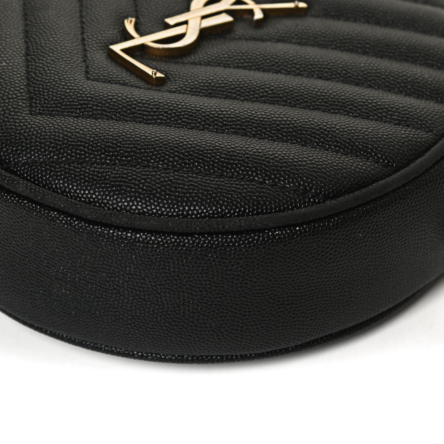 Grain De Poudre Matelasse Chevron Quilted Round Vinyle Camera Bag Black