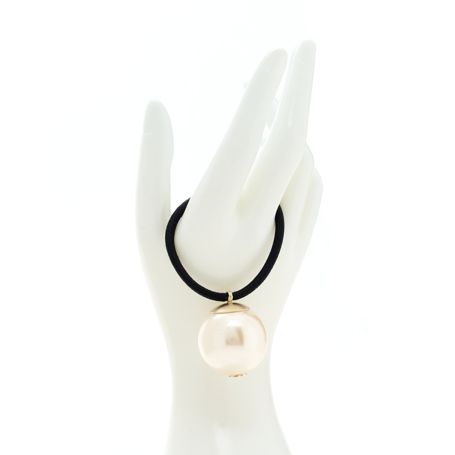 Chanel Pearl CC Hair Tie Black White 2 of 4