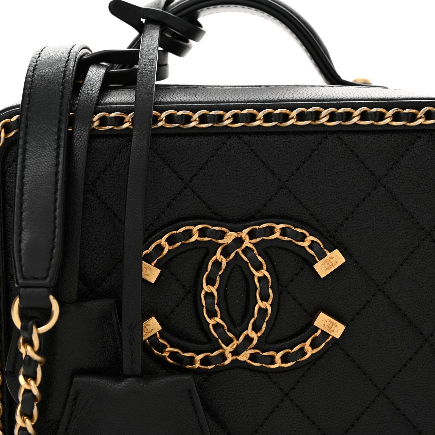 Chanel Goatskin Quilted Small CC Filigree Vanity Case Black 8 of 11
