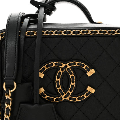Chanel Goatskin Quilted Small CC Filigree Vanity Case Black 8 of 11