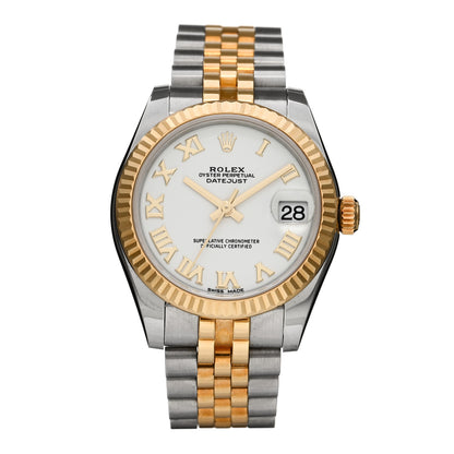 Rolex Stainless Steel 18K Yellow Gold 31mm Oyster Perpetual Datejust Watch White Roman 178273 1 of 5