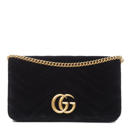 Gucci Velvet Matelasse GG Marmont Mini Bag Black 1 of 12