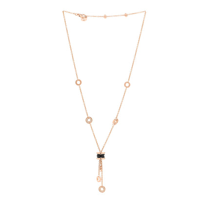 Bulgari 18K Rose Gold Diamond Black Ceramic B.Zero1 Necklace 3 of 4