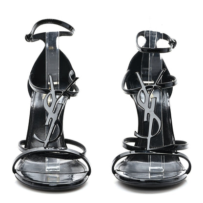 Saint Laurent Patent Cassandra 110 Ankle Strap Sandals 40 Black 2 of 7
