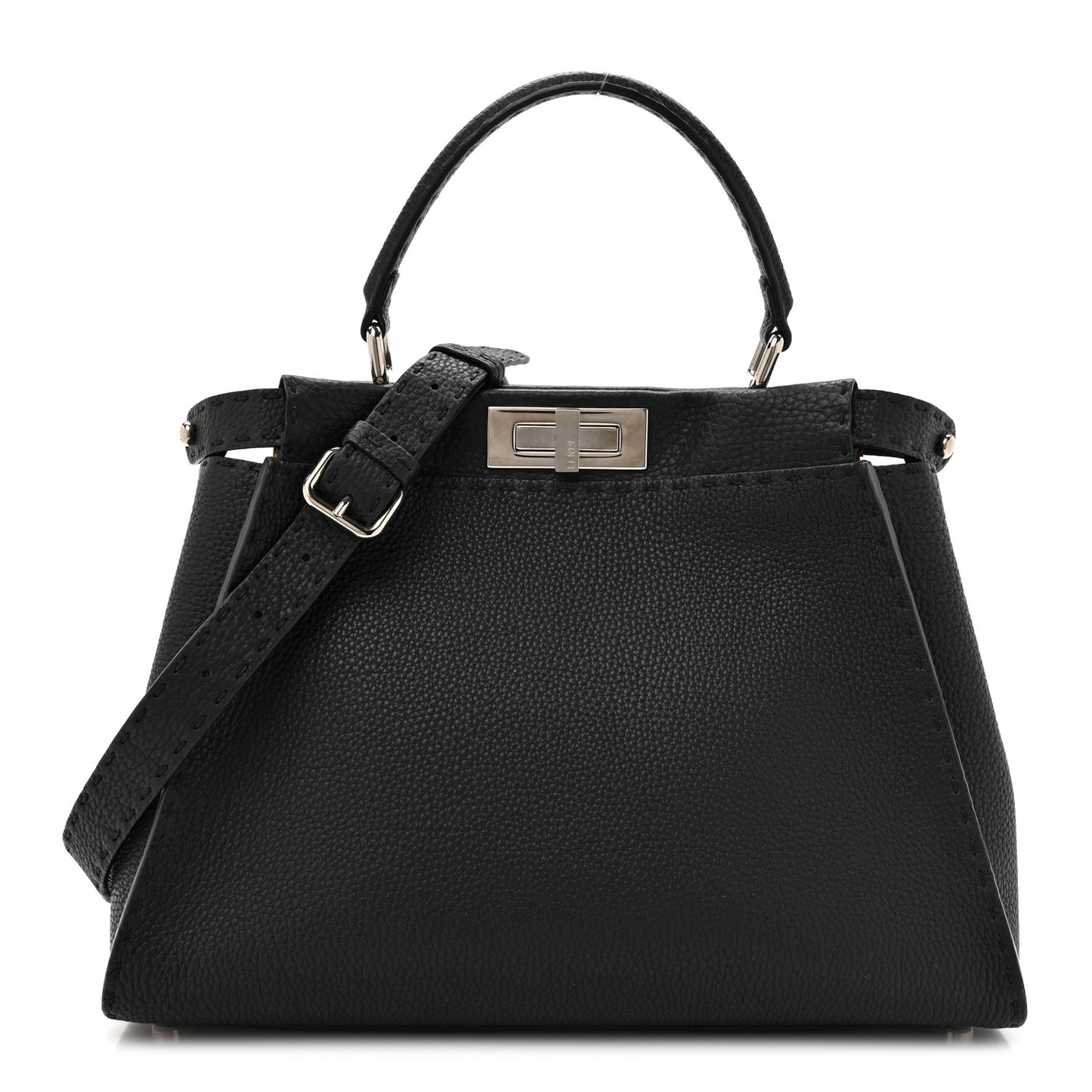 Cuoio Romano Selleria Bi-Color Medium Peekaboo Iconic Satchel Black Mou