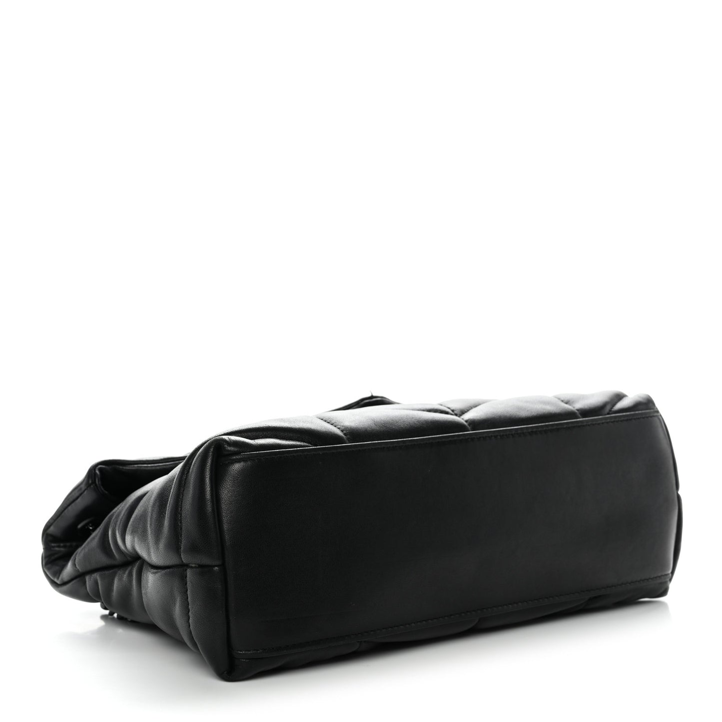 Lambskin Quilted Monogram Monochrome Small Loulou Puffer Chain Satchel Black