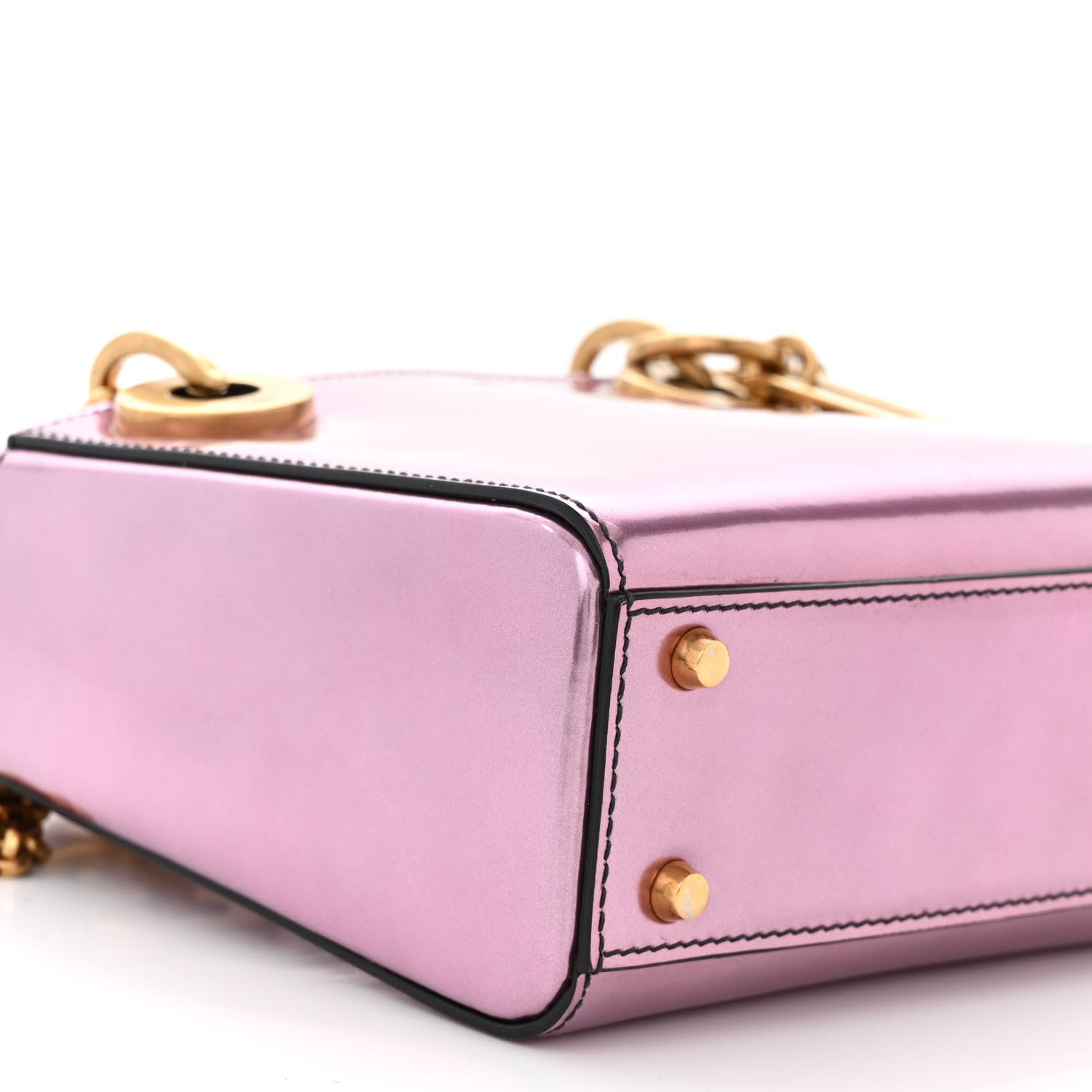 Christian Dior Metallic Glazed Calfskin Mini Lady Dior Pink 9 of 11