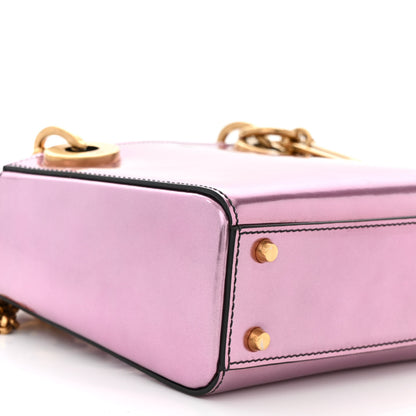 Christian Dior Metallic Glazed Calfskin Mini Lady Dior Pink 9 of 11
