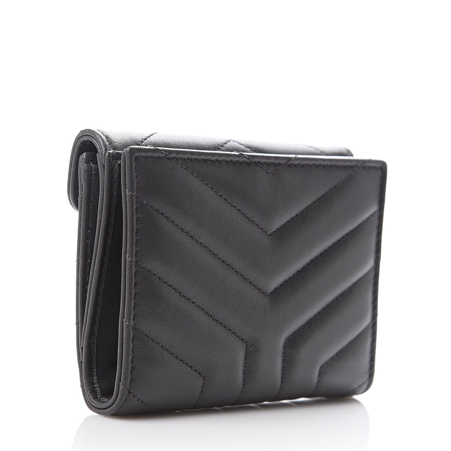 Lambskin Y Quilted Monogram Compact Loulou Wallet Asphalt