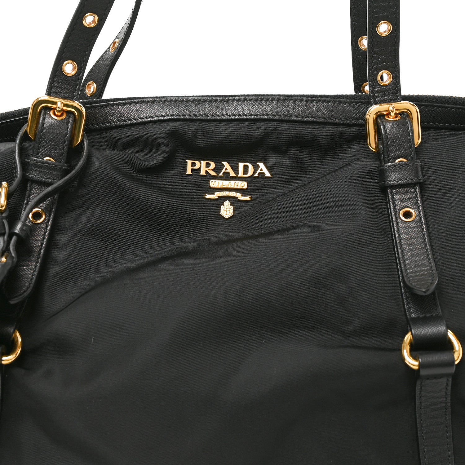 Prada Tessuto Nylon Saffiano Tote Black 7 of 9