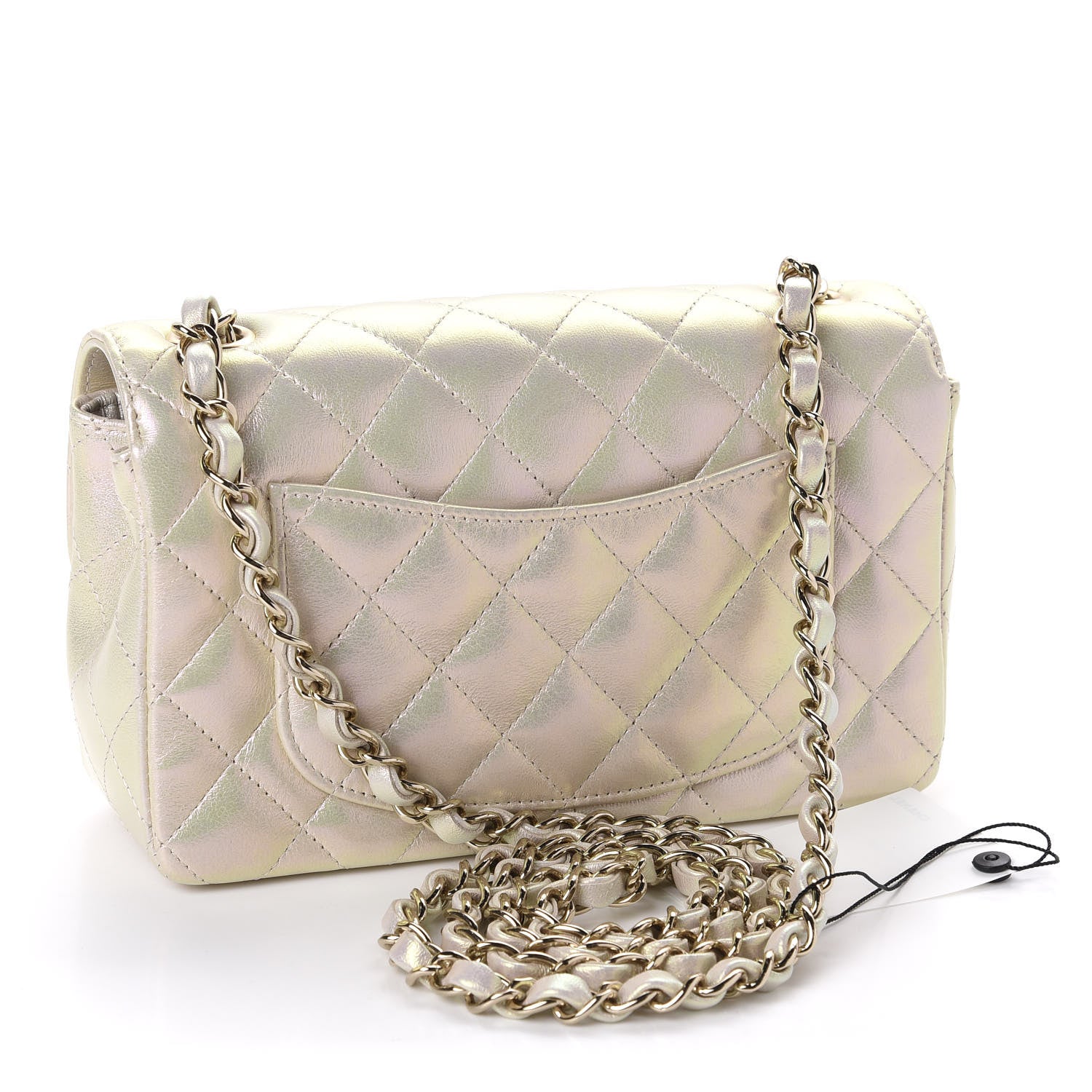 Chanel Iridescent Lambskin Quilted Mini Rectangular Flap Ivory 3 of 11