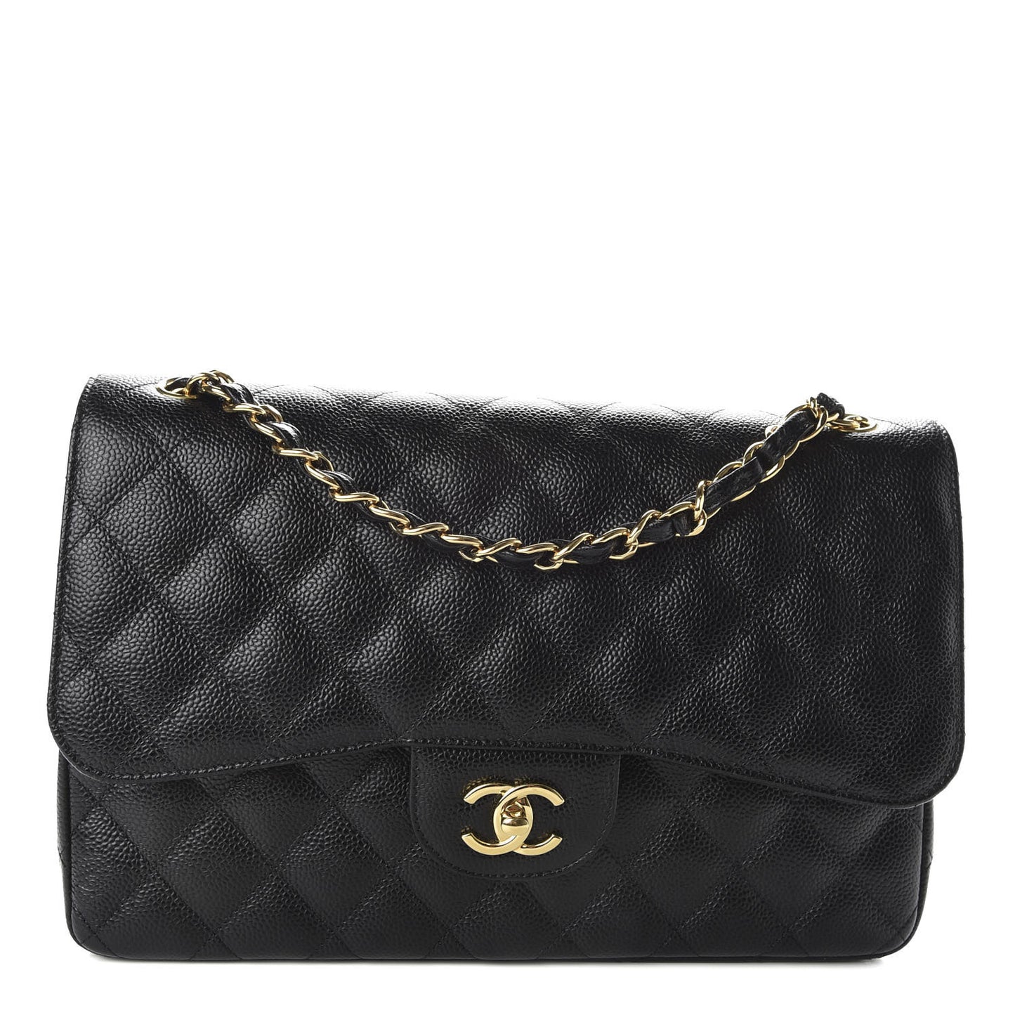 Caviar Quilted Jumbo Double Flap Black