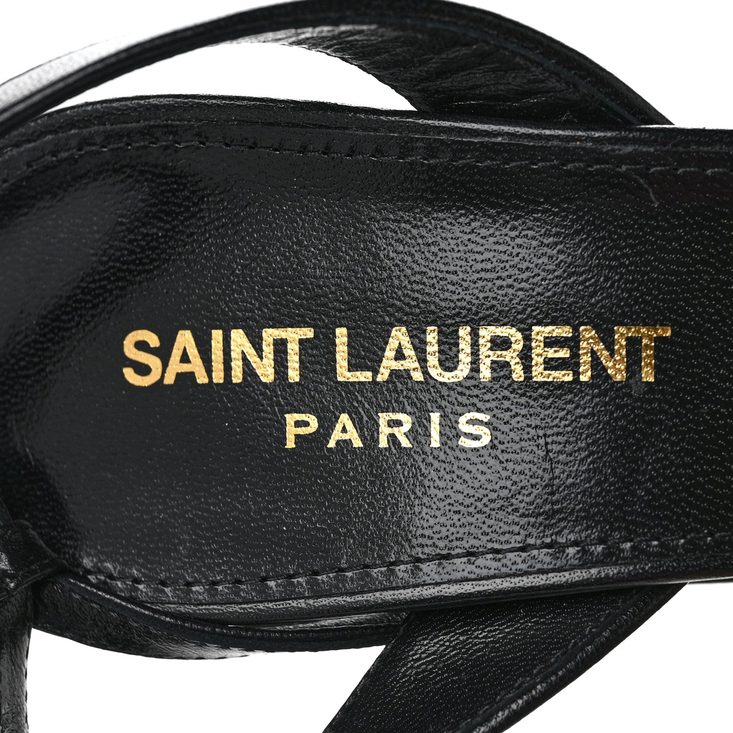 Saint Laurent Calfskin Chain Ankle Strap Sandals 37 Black 8 of 8