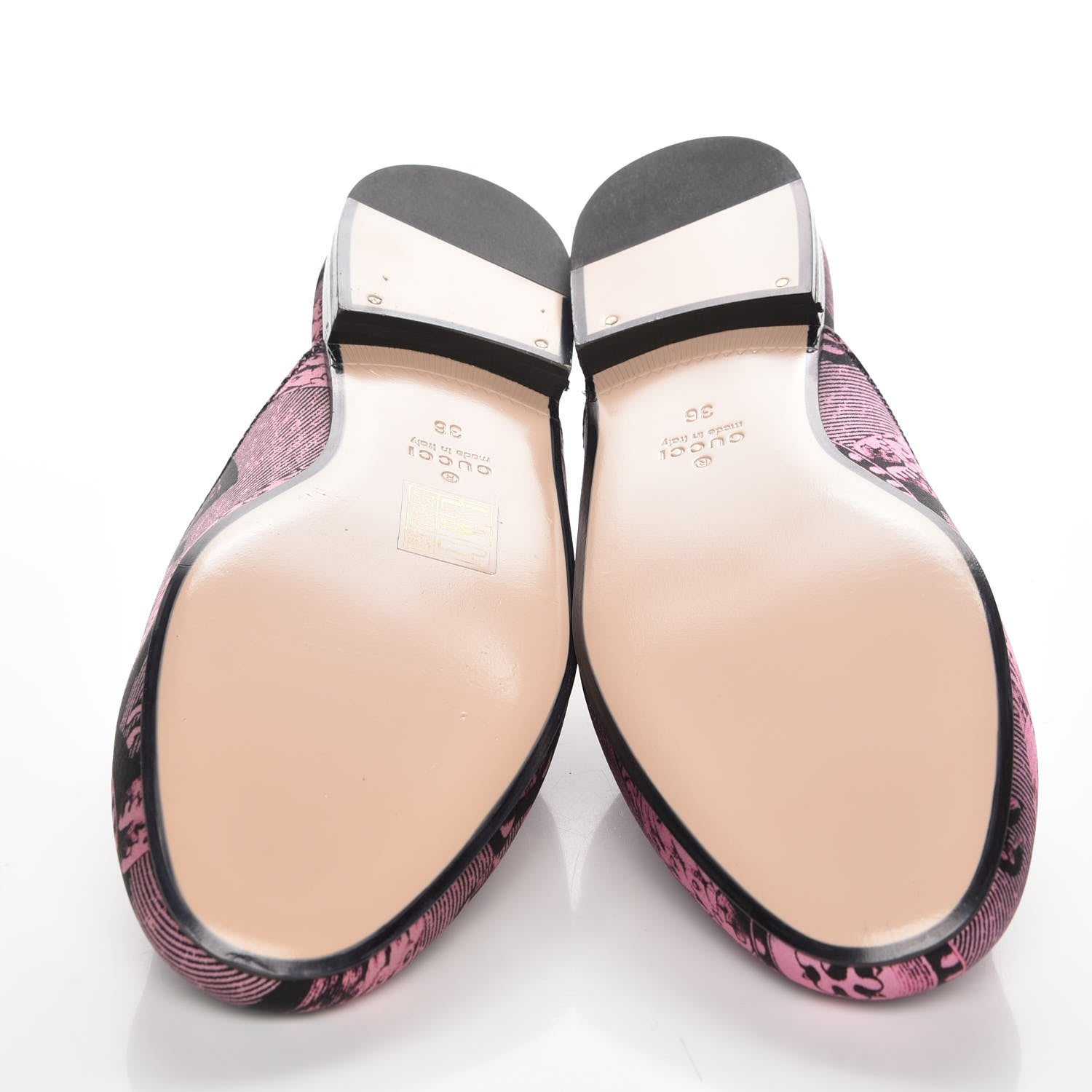 Gucci Silk Satin GG Wallpaper Saint Romain Womens Princetown Slippers 36 Pink Black 5 of 9