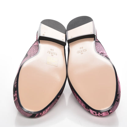 Gucci Silk Satin GG Wallpaper Saint Romain Womens Princetown Slippers 36 Pink Black 5 of 9