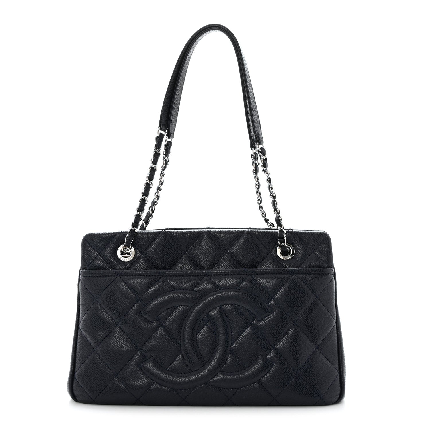 Chanel Caviar Quilted Timeless CC Soft Tote Navy Blue 1 of 10
