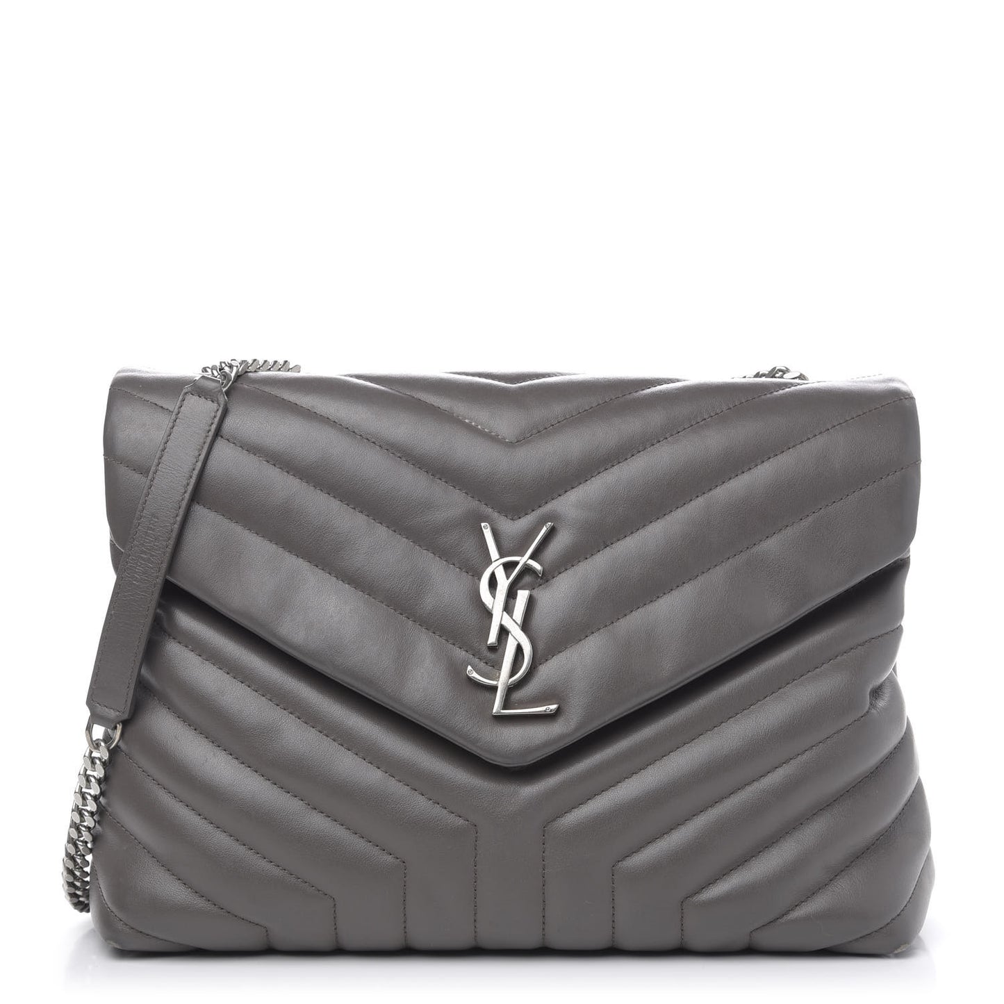 Calfskin Y Quilted Monogram Medium Loulou Chain Satchel Asphalt
