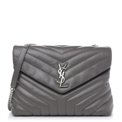 Saint Laurent Calfskin Y Quilted Monogram Medium Loulou Chain Satchel Asphalt 1 of 16