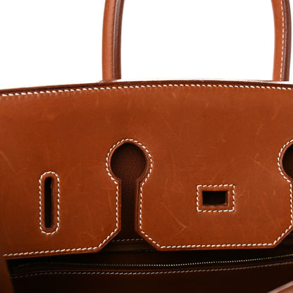 Hermes Toile Barenia Birkin 35 Fauve 11 of 17