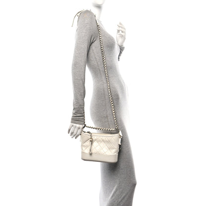 Chanel Aged Calfskin Quilted Small Gabrielle Hobo White 2 of 10