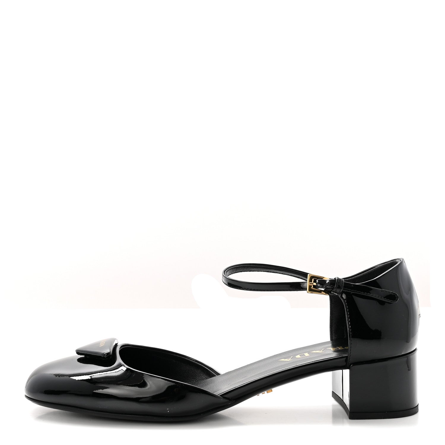 Prada Vernice Triangle Round Toe 35mm Pumps 39 Black 1 of 8