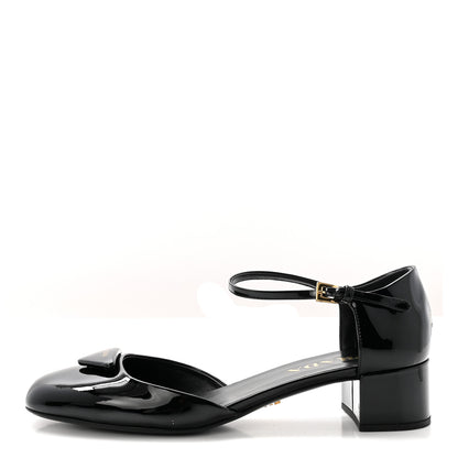 Prada Vernice Triangle Round Toe 35mm Pumps 39 Black 1 of 8