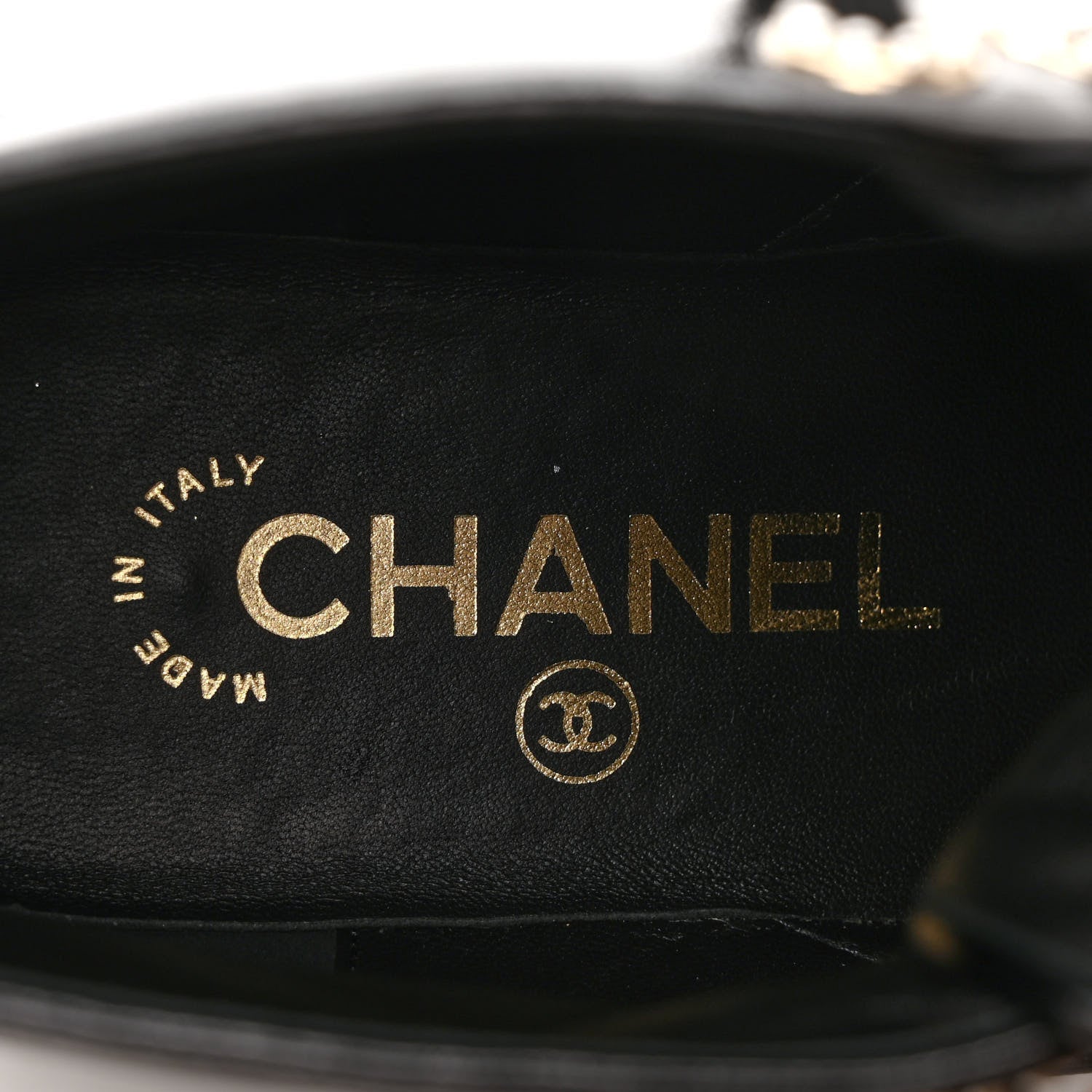 Chanel Shiny Calfskin Pearl Lace Up Combat Short Boots 36 Black 8 of 8