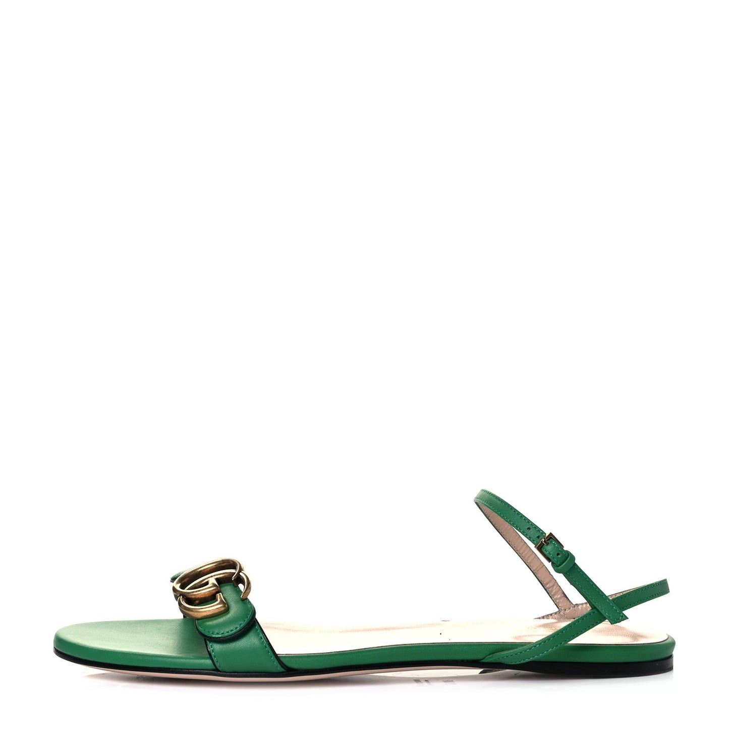 Lifford Calfskin GG Marmont Ankle Wrap Flat Sandals 39.5 New Shamarock