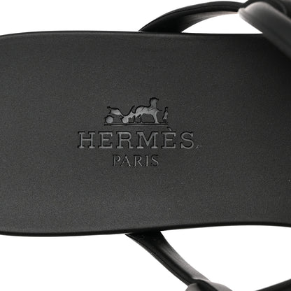 Hermes Rubber Womens Egerie Sandals 37 Black 6 of 9