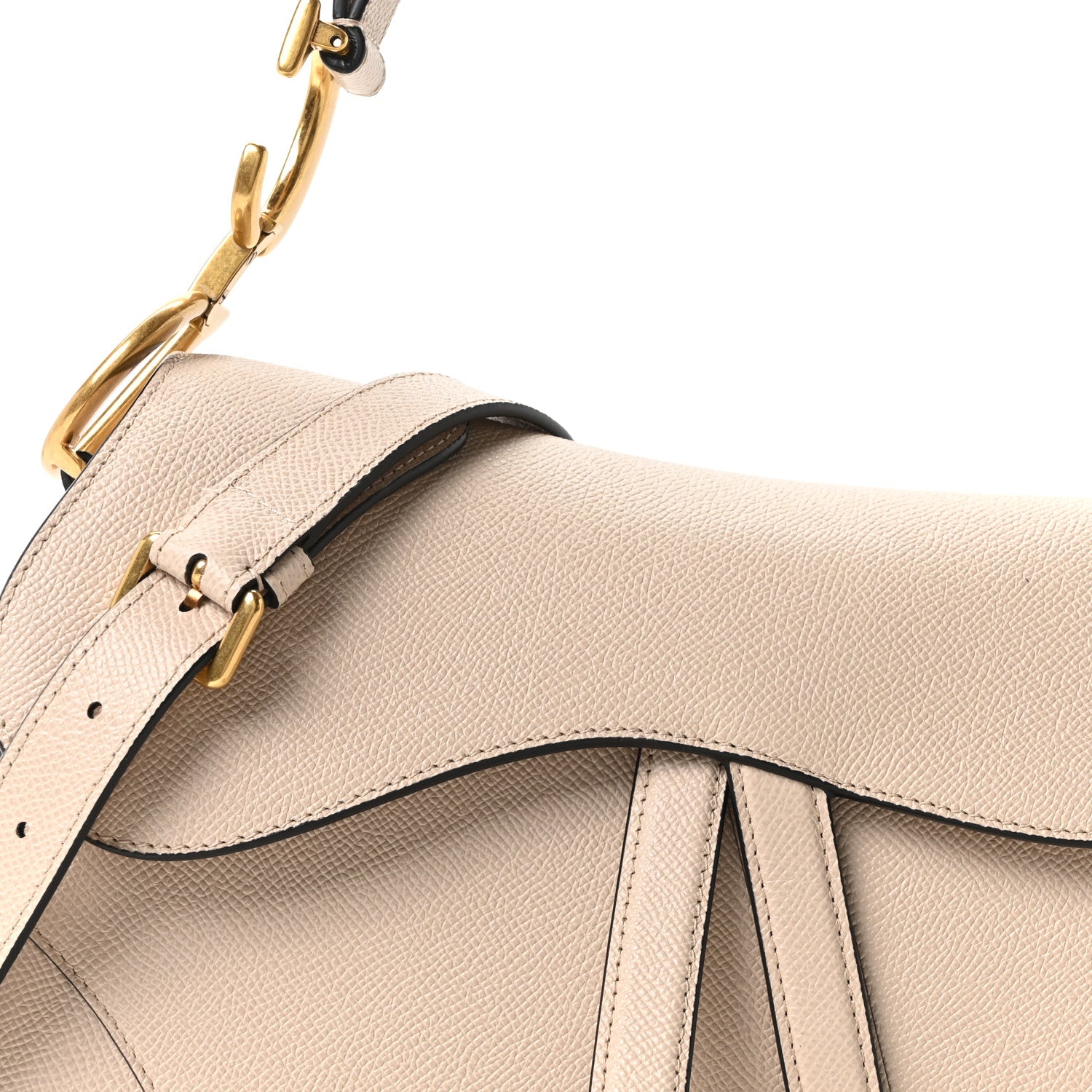 Christian Dior Grained Calfskin Saddle Bag With Strap Warm Taupe 7 of 9